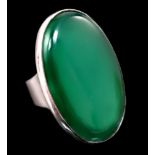 A Georg Jensen sterling 925 and oval chrysoprase set dress ring, numbered 90A, size K/L, gross