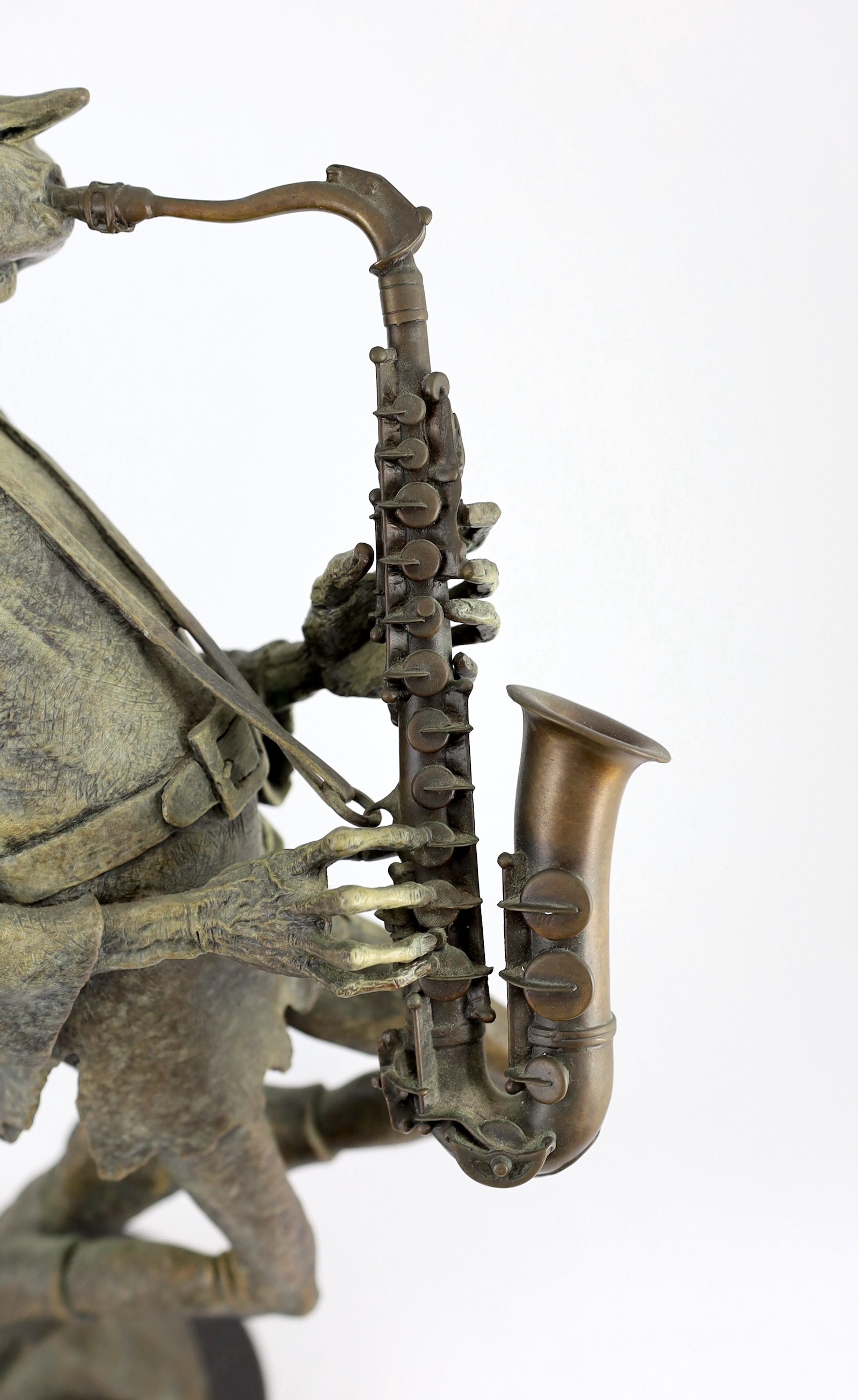 § § David Goode (British, b.1966). A bronze of a pixie saxophone player, signed and dated 1998, - Image 2 of 7