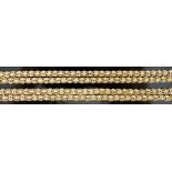 A 19th century gold guard chain, with star cut and reeded links, 158cm, 55.1 grams.***CONDITION