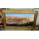 A large oil on canvas, Egyptian landscape, canvas width 152cm, height 76cm