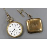 An 18ct gold open faced keyless pocket watch, by R.H. Saxton of Buxton, with Roman dial and engraved