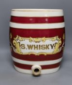 A glazed pottery ‘S.Whisky’ barrel, 36cm