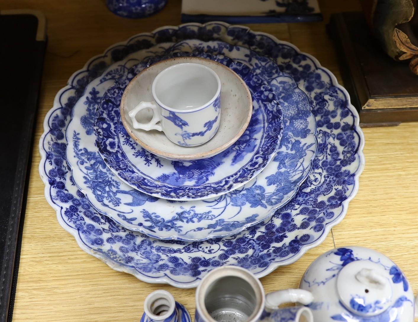 A collection of mostly Japanese blue and white ceramics, late 19th/early 20th century, including a - Image 4 of 5