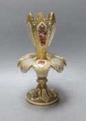 A 19th century Bohemian cut enamelled and gilded glass centrepiece, in two parts, 25cm