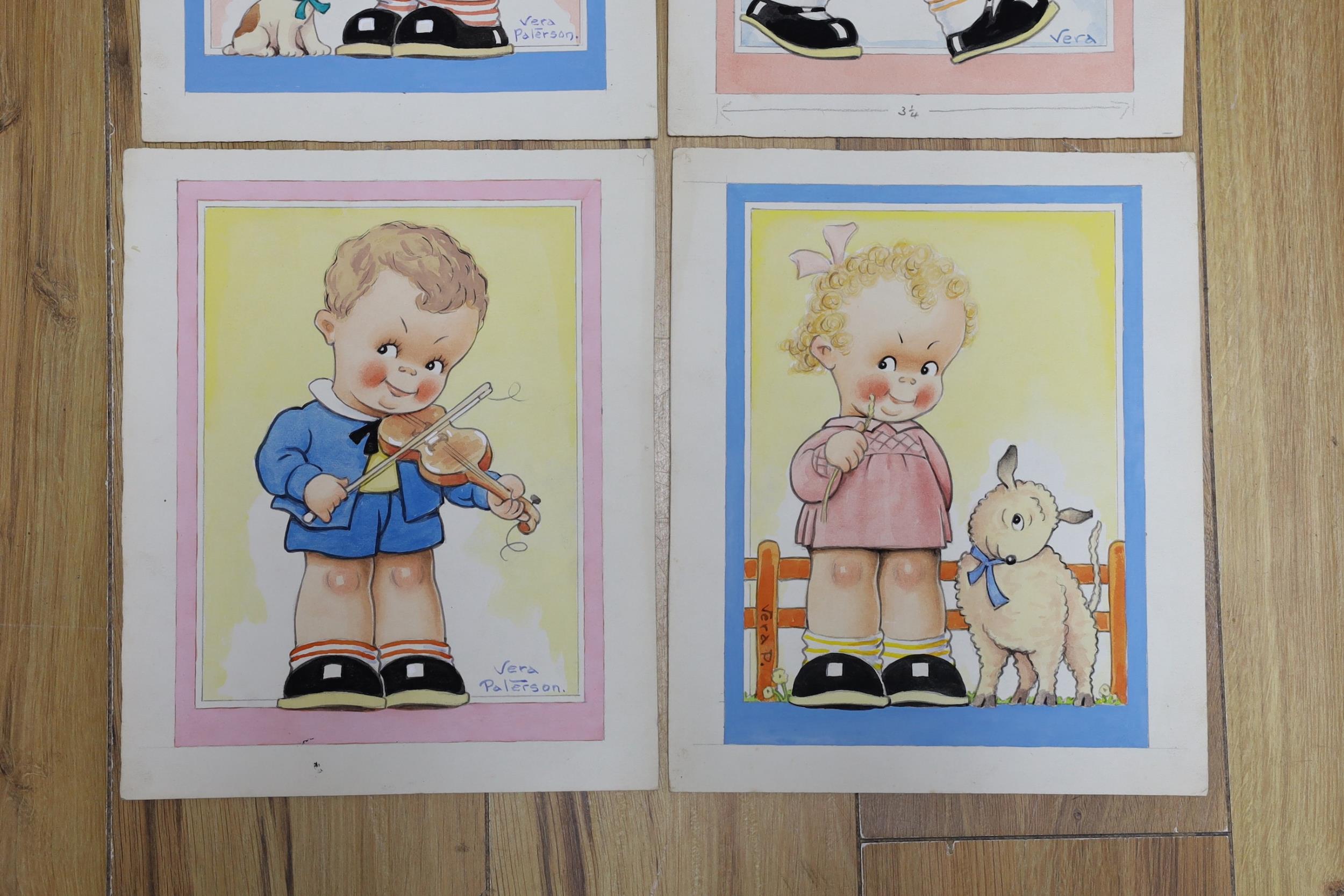 Reg Maurice (aka Vera Paterson), four watercolours, original postcard artwork for children's - Image 2 of 3