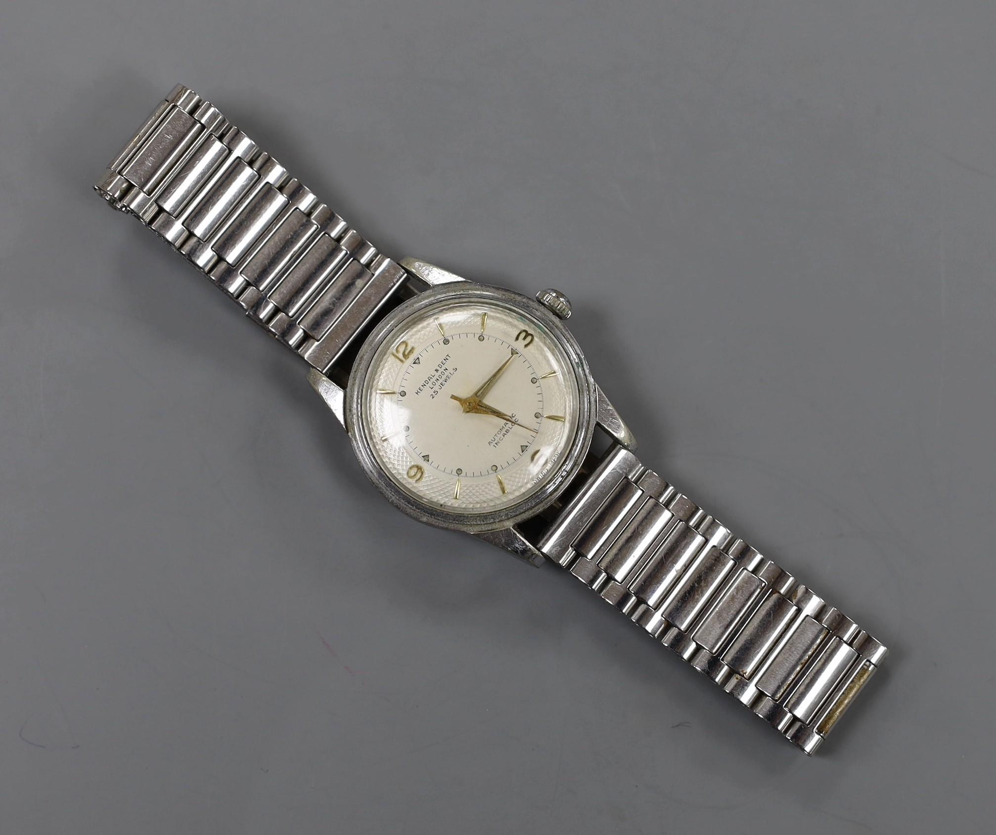 A gentleman's stainless steel Kendall and Dent Automatic Incabloc wrist watch, on associated steel - Image 2 of 3