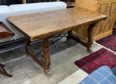 An 18th century style Spanish rectangular walnut refectory table, length 160cm, depth 79cm, height