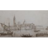 English School c.1845, watercolour, 'Venice, The Lagoon', initialled CF, 15 x 24cm
