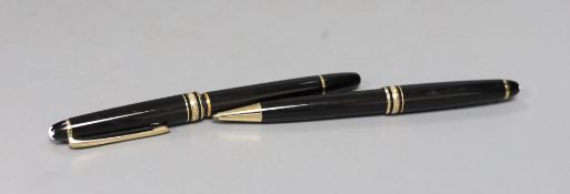 A Montblanc fountain pen and a matching ballpoint pen