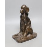 After Prince Paul Troubetzkoy (Russian 1866-1938), a bronze seated figure of a bloodhound bitch,