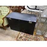 A vintage Alford canvas covered motoring trunk with three drawers, width 91cm, depth 44cm, height