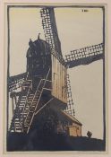 Eric Hesketh Hubbard (1892-1957), wood engraving, 'Windmill, Enkhuisen, Holland', signed in