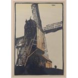Eric Hesketh Hubbard (1892-1957), wood engraving, 'Windmill, Enkhuisen, Holland', signed in