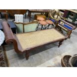 An Indonesian caned hardwood daybed, length 212cm, depth 71cm, height 84cm
