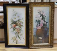 Gwyneth Jones, watercolour, Woodland blossoms, and a similar watercolour by Vera Morgan, both