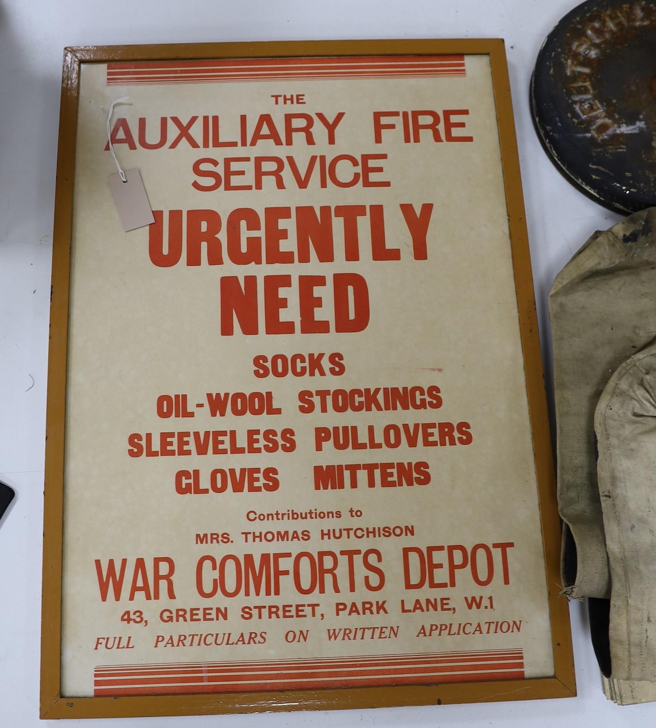 A framed Auxiliary Fire Service poster, 70 x 49cm, thirteen metal RMP Duty Room signs, two - Image 4 of 4
