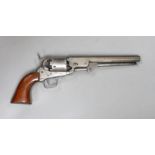 A Colts Patent revolver, under barrel loading, six shot, 7.5 inch octagonal barrel