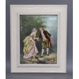 A Continental porcelain plaque depicting Otto Eduard Erdmann’s courting scene ‘The Romantic Stroll’,