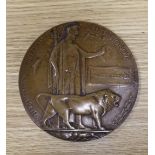 A framed World War One memorial to Pte. G J Foster, London Regiment, and a Memorial plaque to Albert