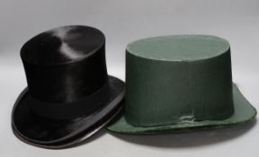 A top hat by Wodrow of London, together with an opera hat