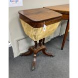 A Regency brass inlaid rosewood work table, width 45cm, depth 37cm, height 75cm