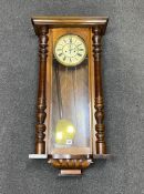 An early 20th century walnut and beech Vienna regulator wall clock, height 112cm