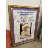 A gilt framed Queen Mother commemorative poster, width 122cm, height 162cm