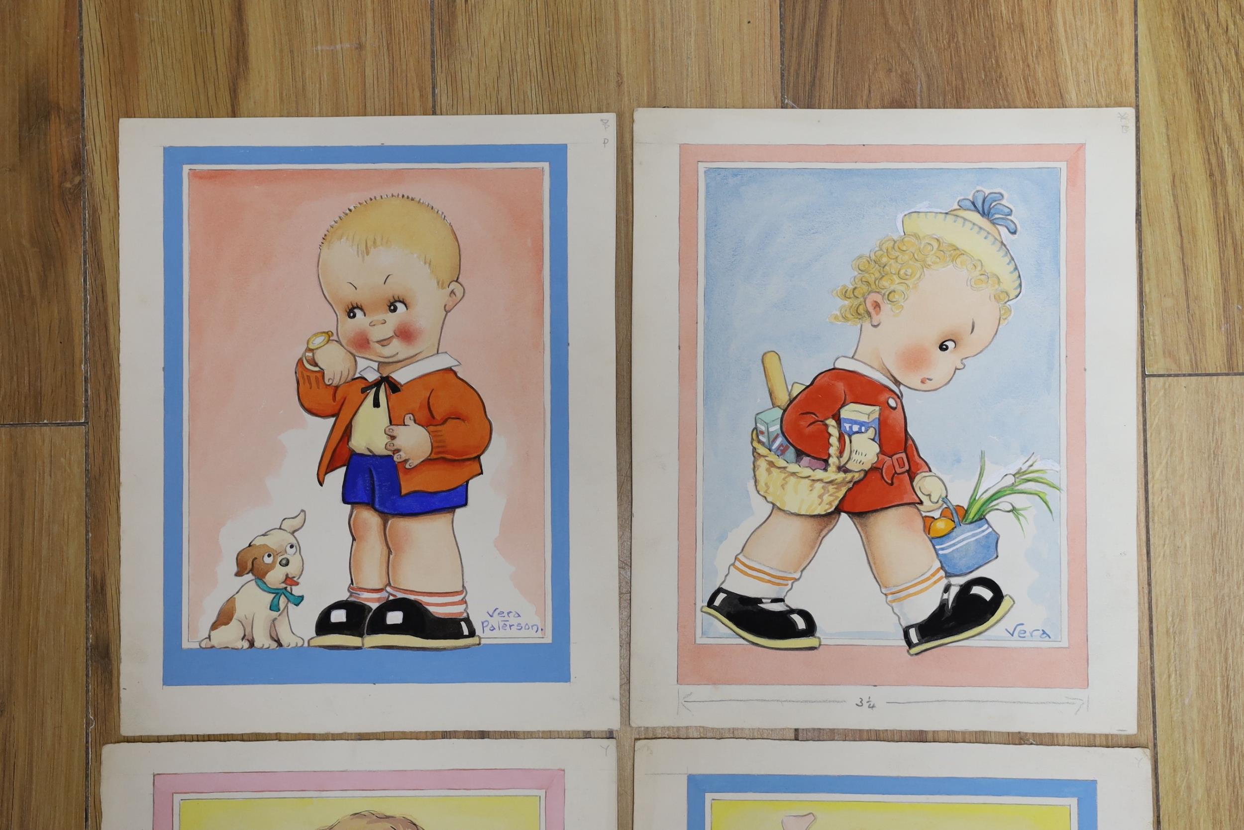 Reg Maurice (aka Vera Paterson), four watercolours, original postcard artwork for children's - Image 3 of 3