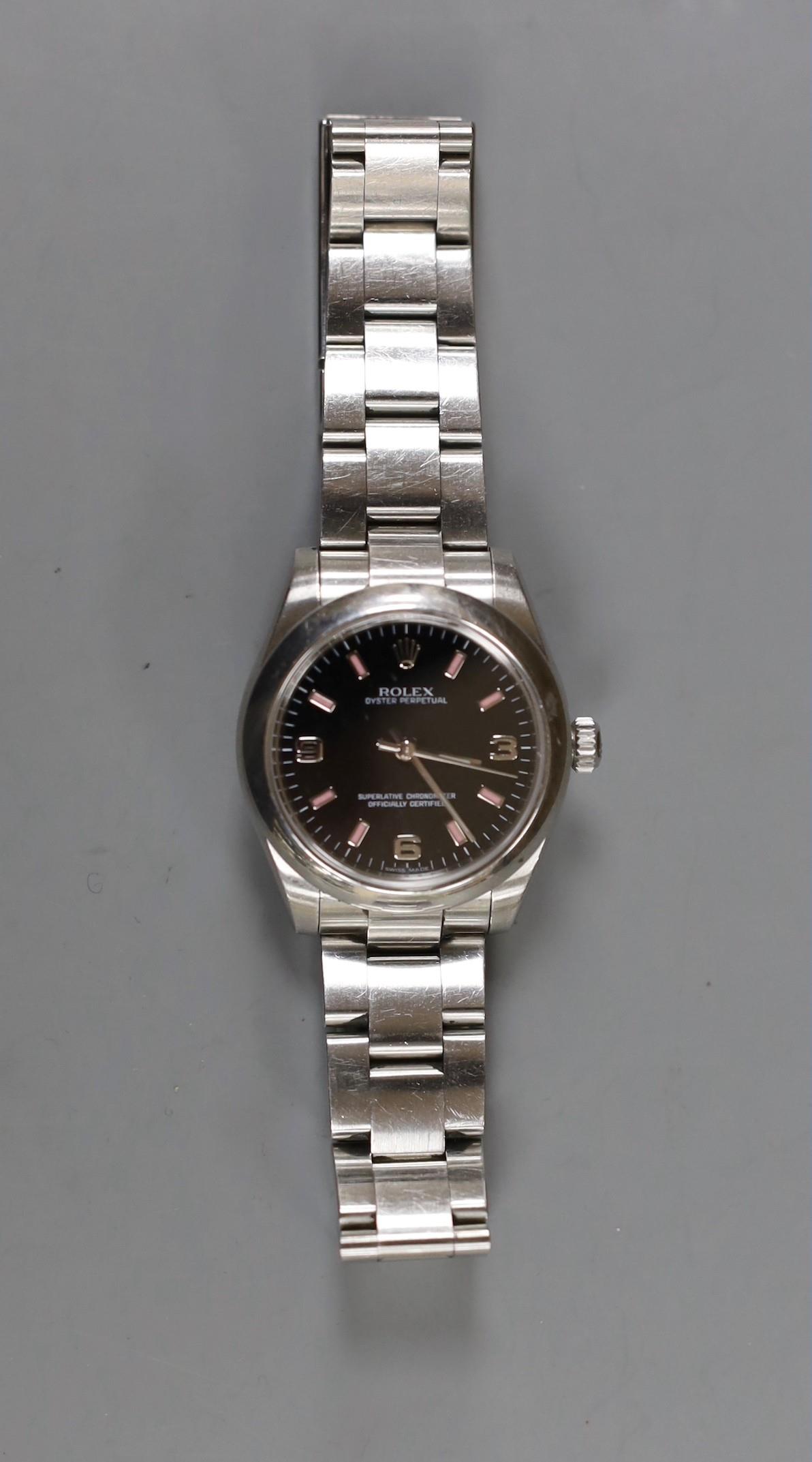 A lady's 2011 stainless steel Rolex Oyster Perpetual wrist watch, on a stainless steel Rolex - Image 2 of 5