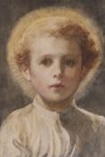 Louis B. Davis (1860-1941), watercolour with bodycolour, Study of an angel, Abbott & Holder label