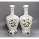 A pair of Herend Rothschild Birds pattern lamps, lacking fittings and wiring, 32cm tall