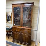 A Regency mahogany secretaire bookcase, length 112cm, depth 55cm, height 229cm