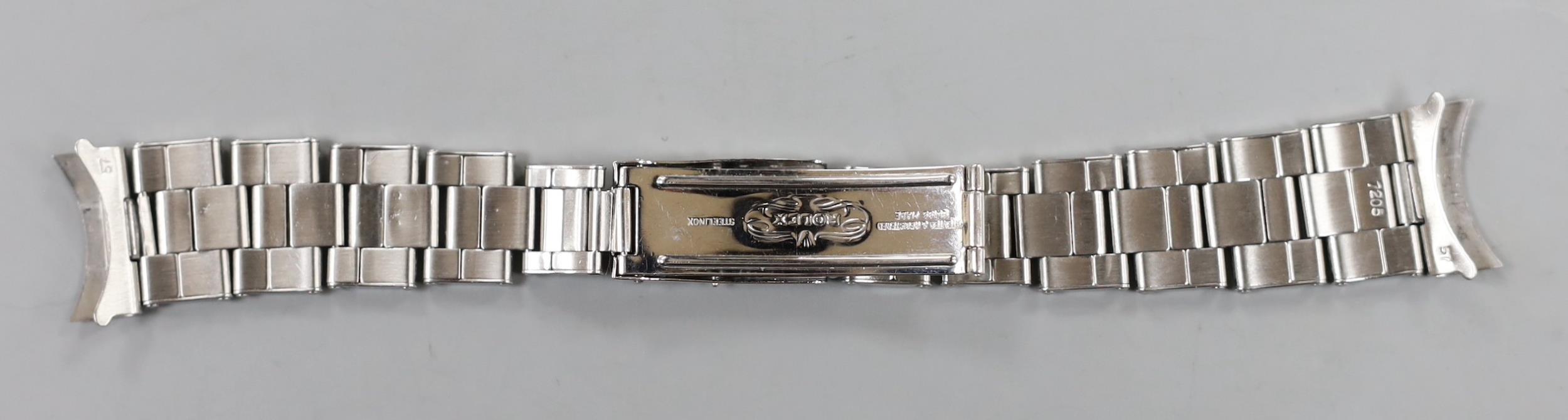 A gentleman's stainless steel Rolex wrist watch bracelet, numbered 7205 and 57, 15.8cm. - Image 3 of 4