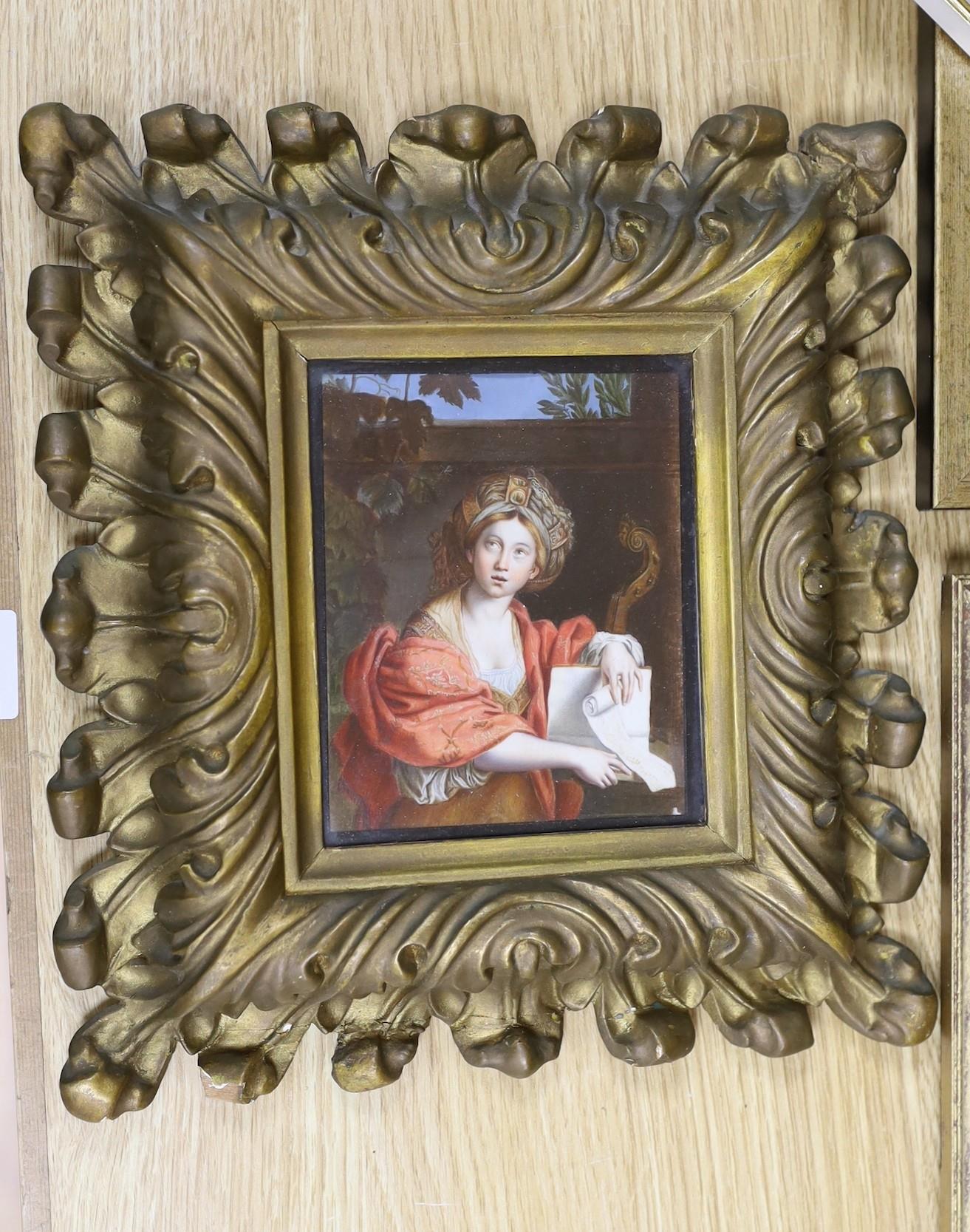 After Domenichino, watercolour on ivory, ‘The Cumaean Sibyl’, 12 x 10cm Ivory submission - Image 2 of 2