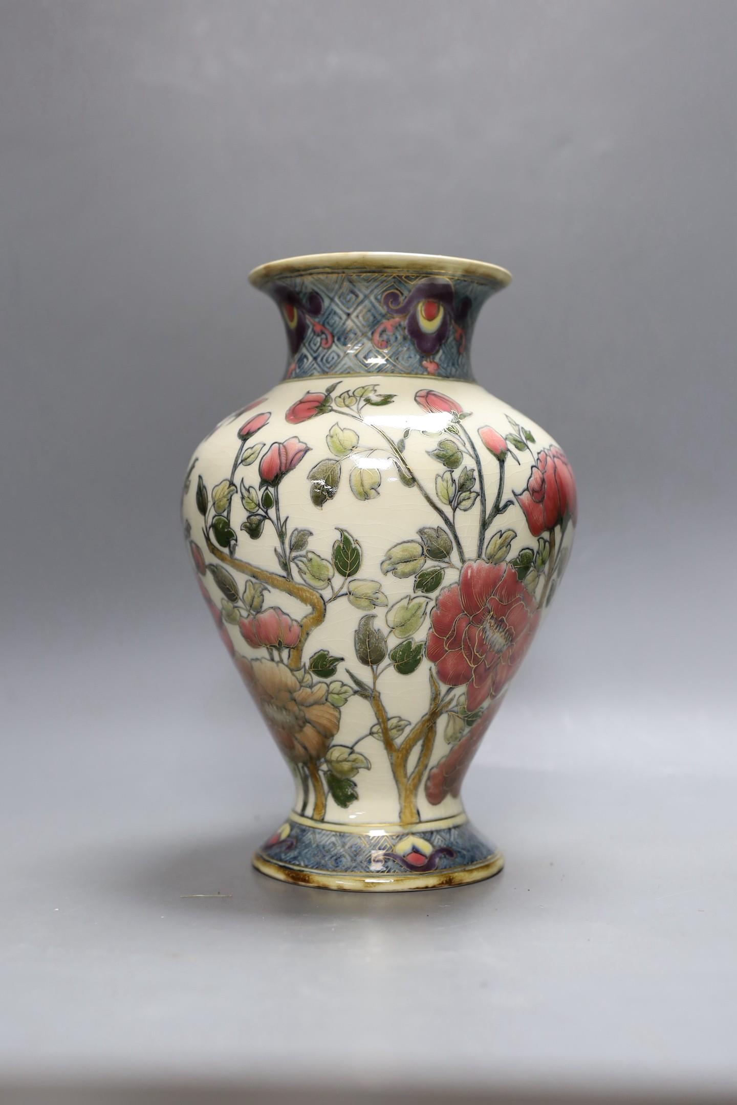 An early 20th century Zsolnay Persian style pottery vase. 26cm tall - Image 2 of 4