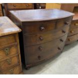 A Regency mahogany bowfront chest, width 104cm, depth 54cm, height 96cm