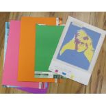 After Andy Warhol, screenprint, Portrait of the artist, book cover proof for his biography, 32 x