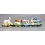 Four Limoges animal boxes, tallest 8cms high