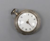 A George III silver pair cased keywind verge pocket watch, by J. Radford & Sons, Leeds, with Roman