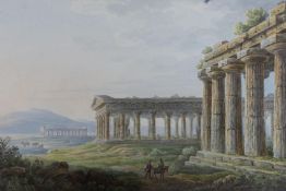 Attributed to Johann Baptist Marzohl (1792-1863), watercolour, 'The Parthenon, Athens', 16 x 24cm