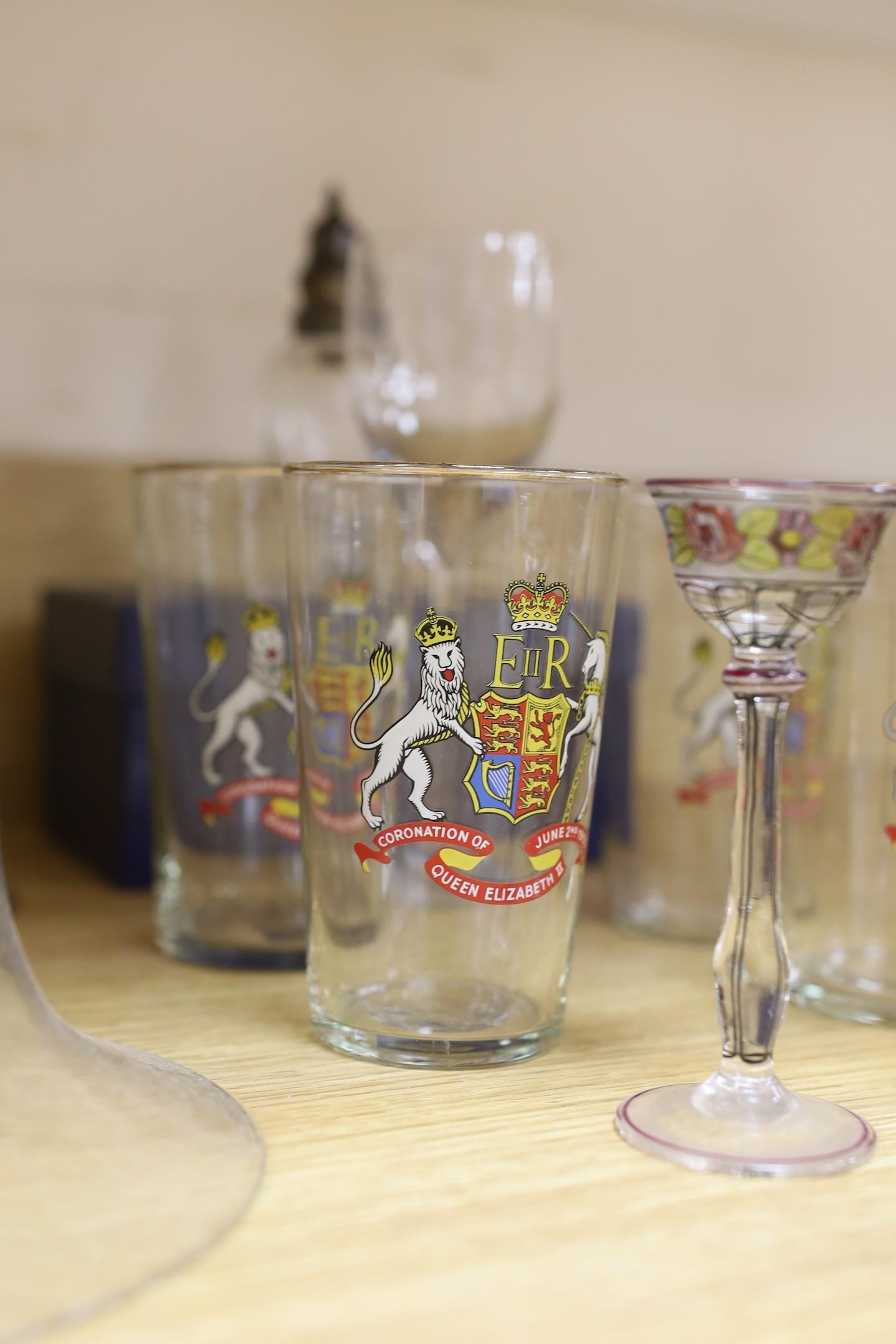 A selection of glassware, to include a set of six Murano wine glasses, four Meyr’s Neffe style - Image 2 of 4