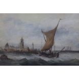 WA ..., watercolour, Fishing boat off the Dutch coast, signed, 33 x 48cm