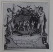 A late 18th century engraving; Admission ticket for Dinner at Guildhall on Friday 9th November