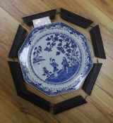 An 18th century Chinese export blue and white dish, Fitzhugh border, 36cm