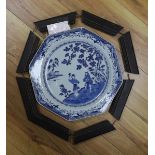An 18th century Chinese export blue and white dish, Fitzhugh border, 36cm