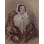 Richard Dadd (1817-1887), watercolour, Portrait of a young lady, signed, 19 x 14.5cm