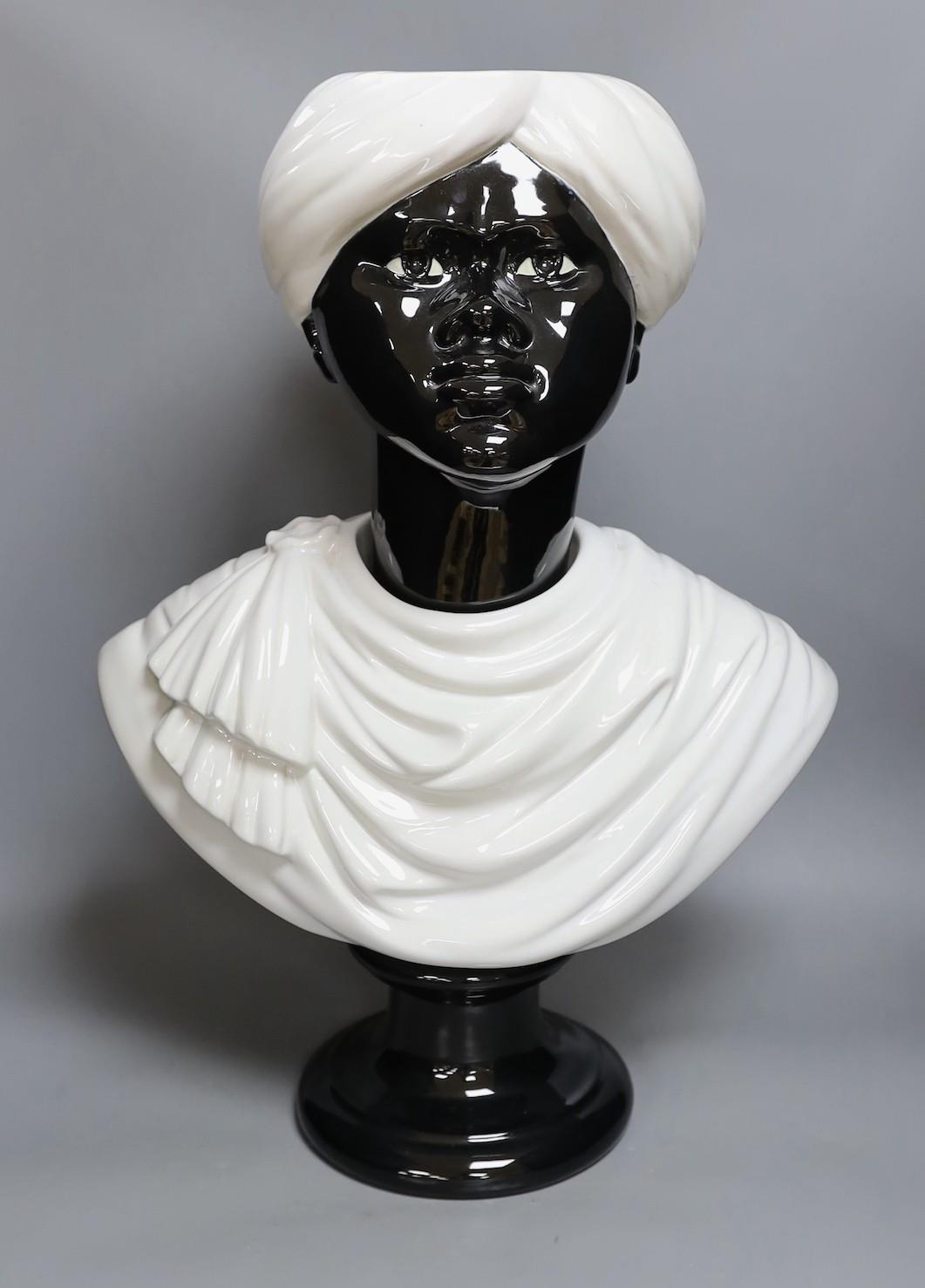 Attributed to Piero Fornasetti, a large ceramic bust of a Moor. 60cm tall