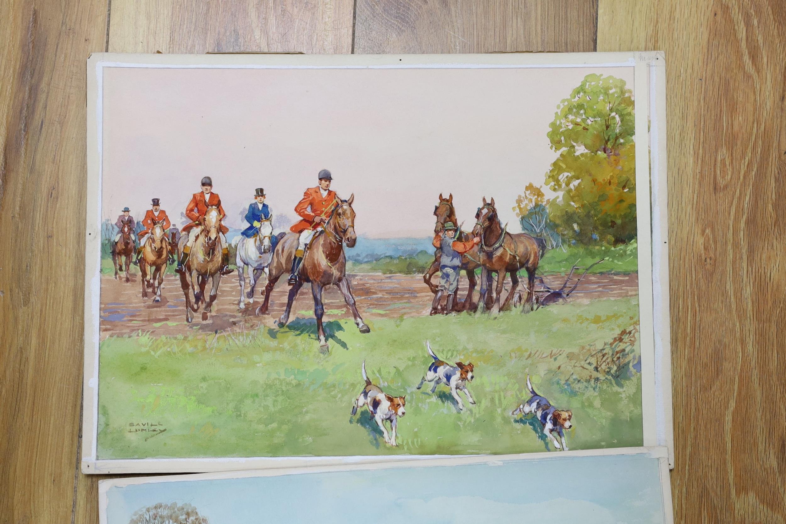 Savile Lumley (1876-1960), three watercolours, Hunting scenes, signed, 26 x 35cm, unframed - Image 4 of 4