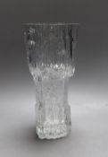 A Tapio Wirkkala clear glass art vase by Iittala Glass, Finland, etched signature marks to base.