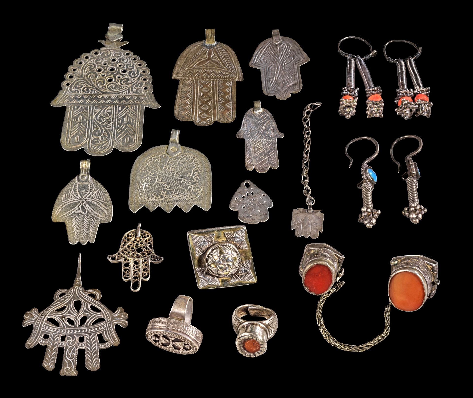 Collection of Anatolian and other silver jewelry.